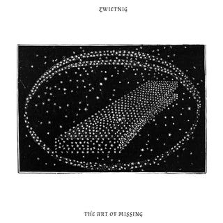 Star map with constellation design on a black background, featuring the text 'ZWIETNIG' and 'THE ART OF MISSING'.